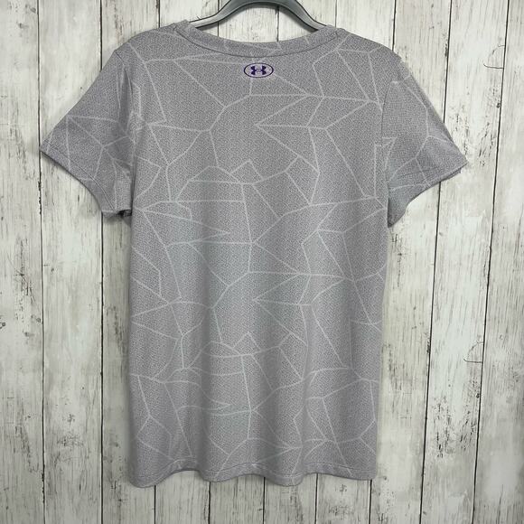 Under Armour Purple Short Sleeve Geometric Pattern Lightweight Shirt Large - Picture 2 of 8